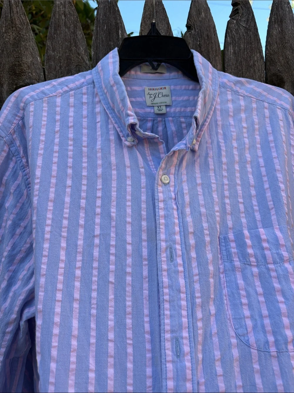 J. Crew XL organic cotton seersucker dress shirt!!